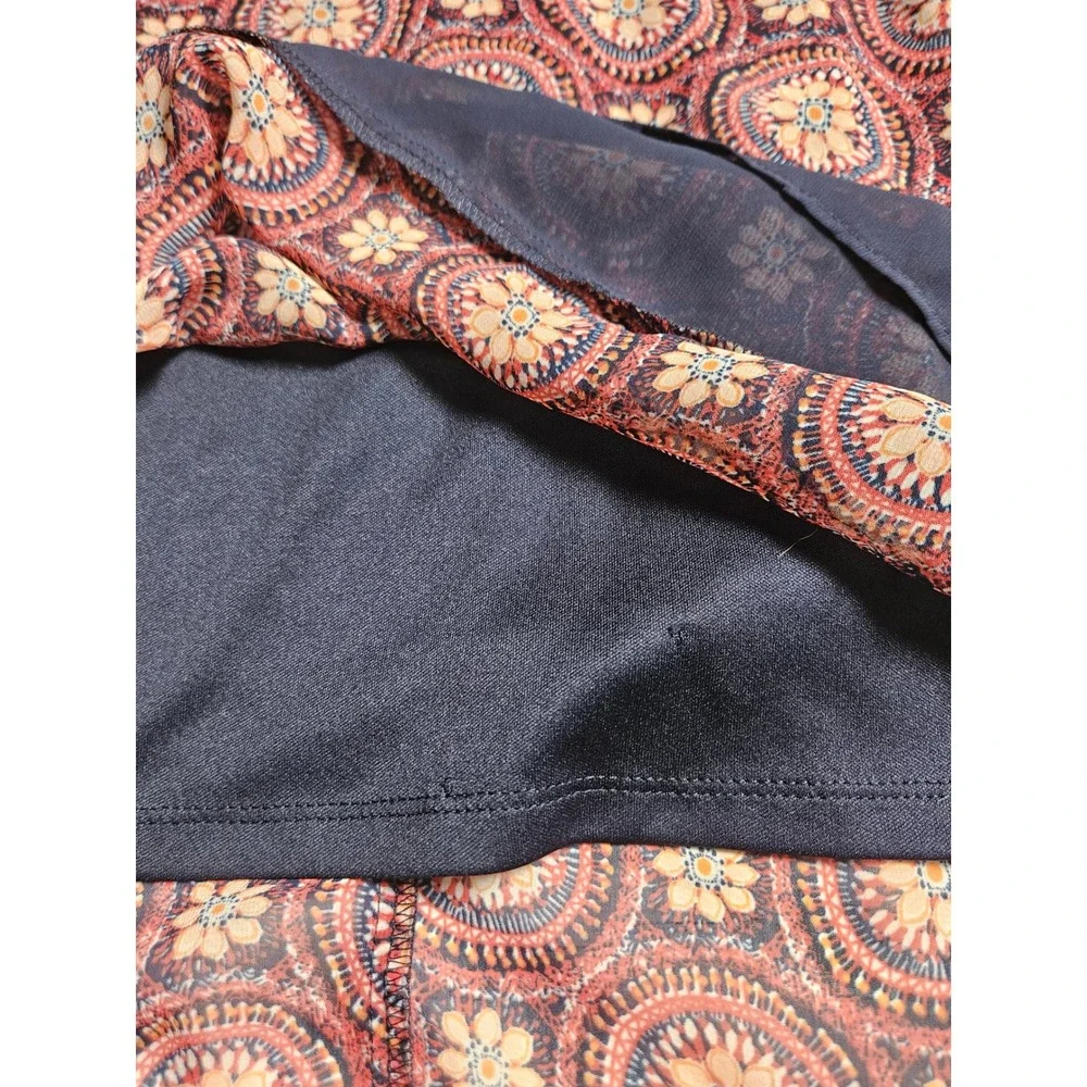 Lane Bryant Womens Red Navy Medallion Print Chiffon Maxi Dress 14/16‎ Lined Boho